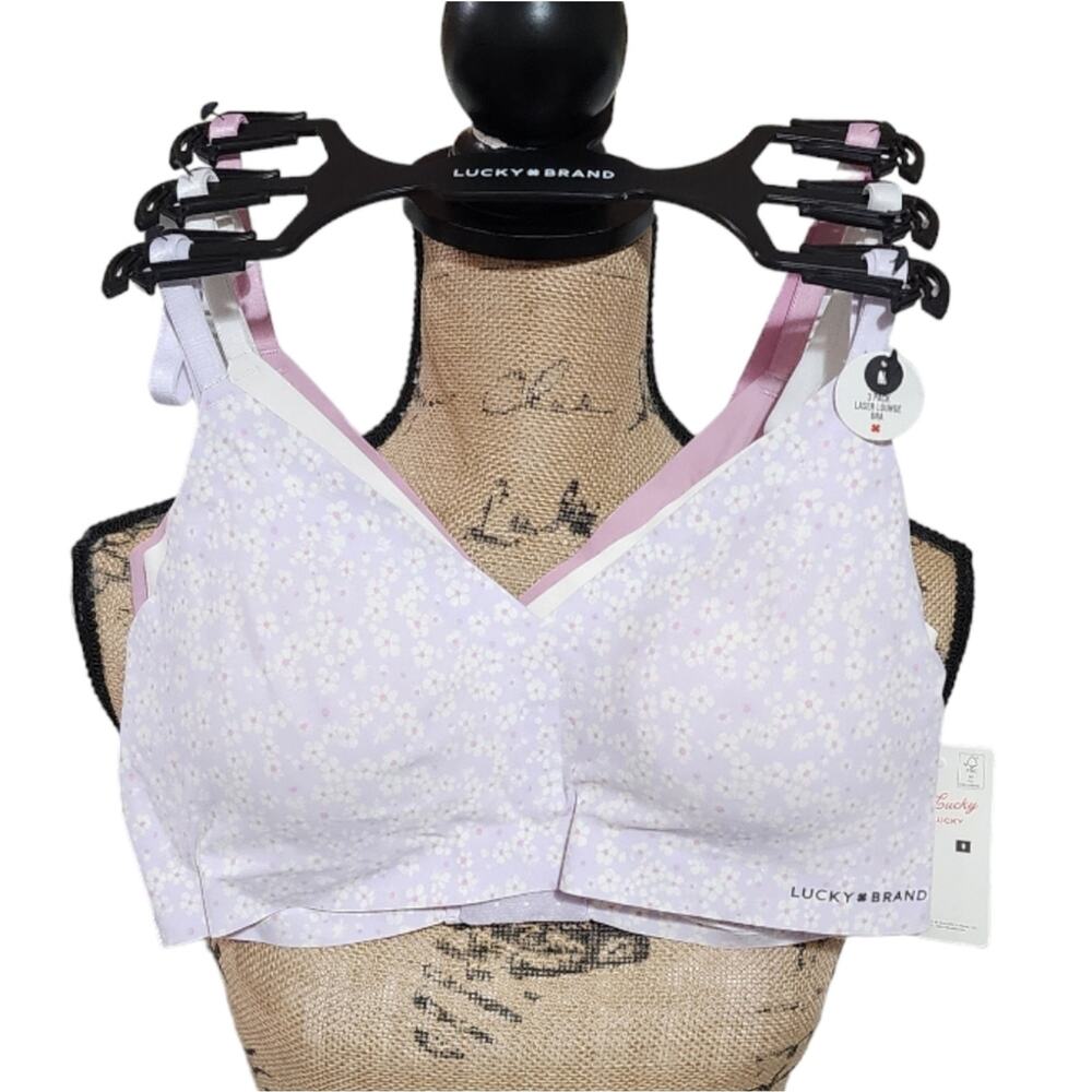 Lucky brand 3Pk Floral Laser Cut active Sports Lounge Bras Bralettes Med new